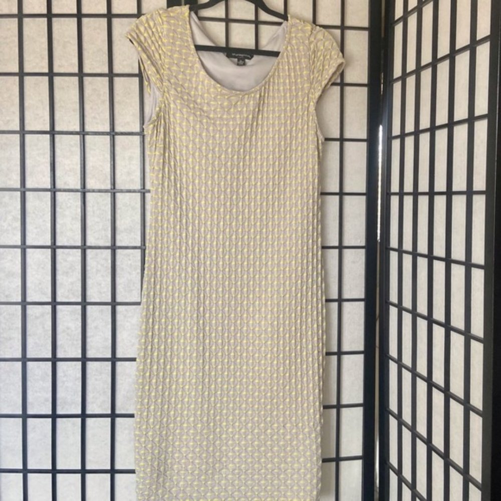 Sharagano Dress. Size 12 (fits sizes 8 to 12) Yellow & Gray.